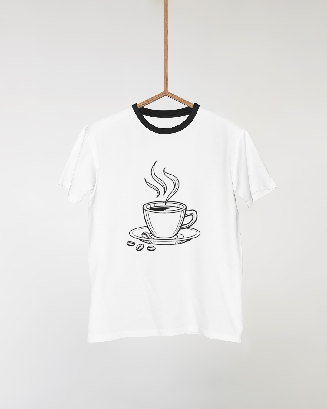 T-shirt avec une tasse de café minimaliste pour des matins réconfortants