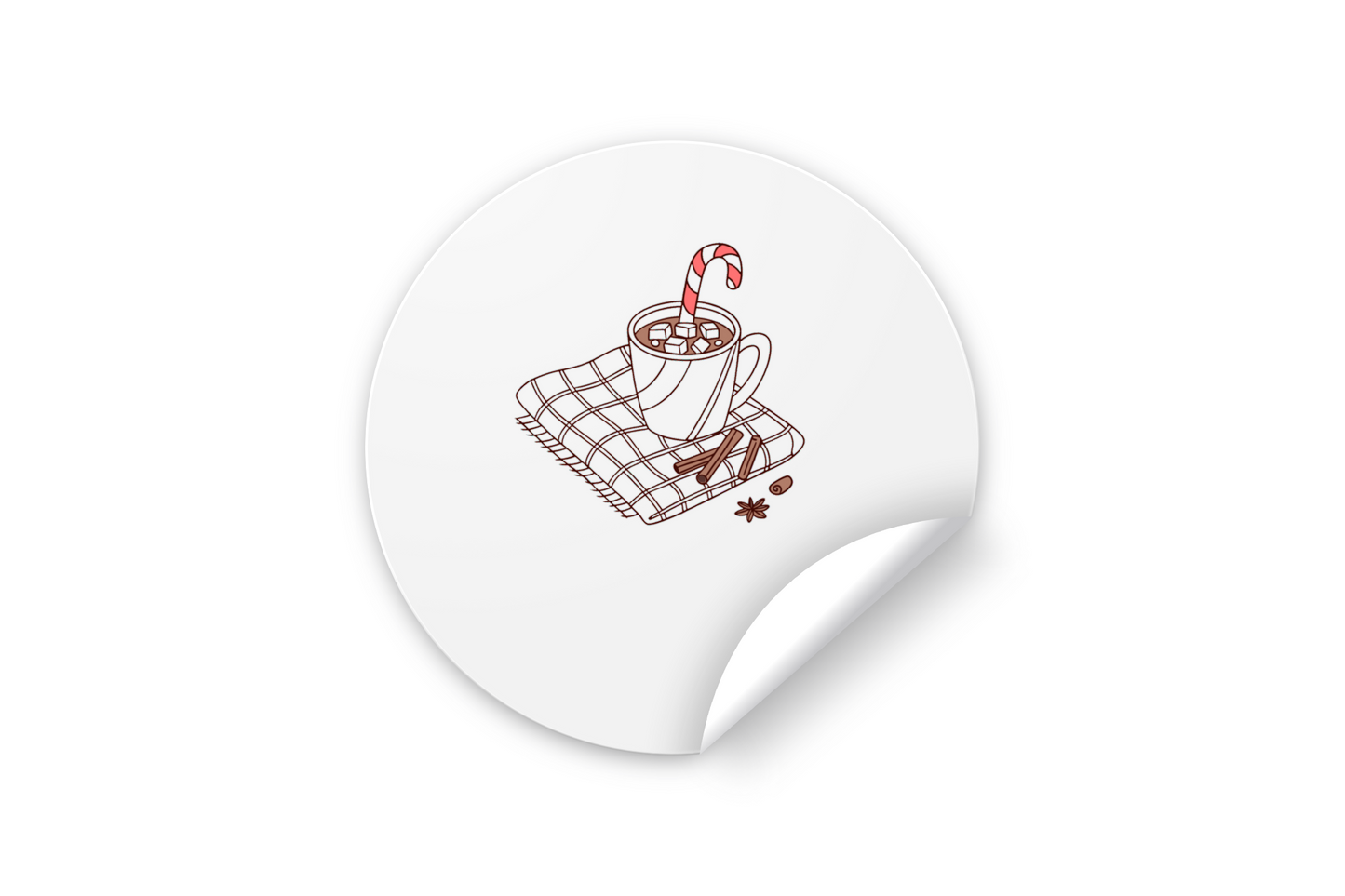 Sticker festif avec motif de chocolat chaud cozy et candy cane pour l'hiver
