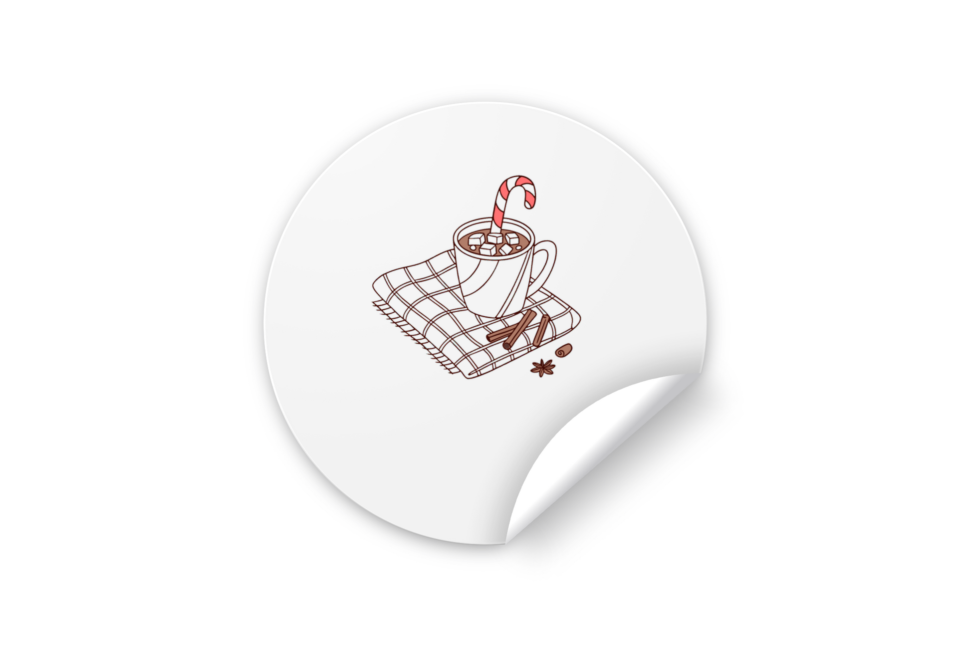 Sticker festif avec motif de chocolat chaud cozy et candy cane pour l'hiver