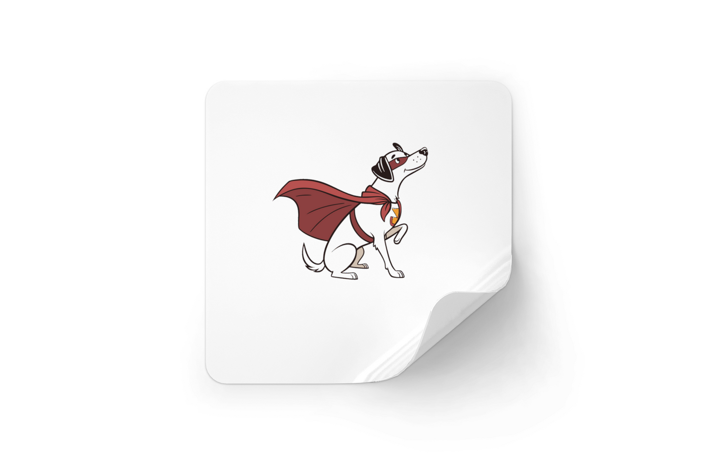 Sticker au design minimaliste avec chien super-héros arborant fièrement son courage