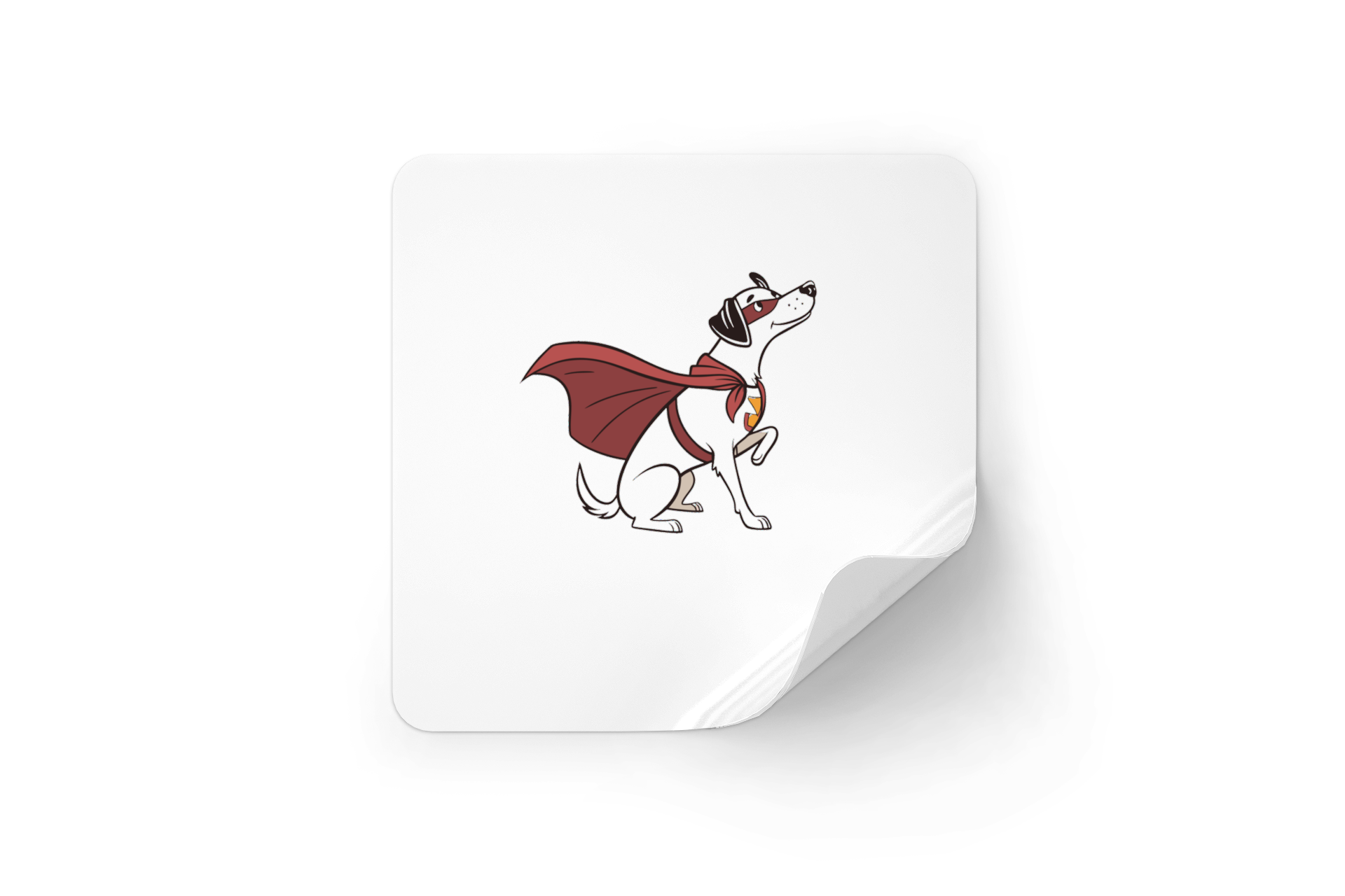 Sticker au design minimaliste avec chien super-héros arborant fièrement son courage