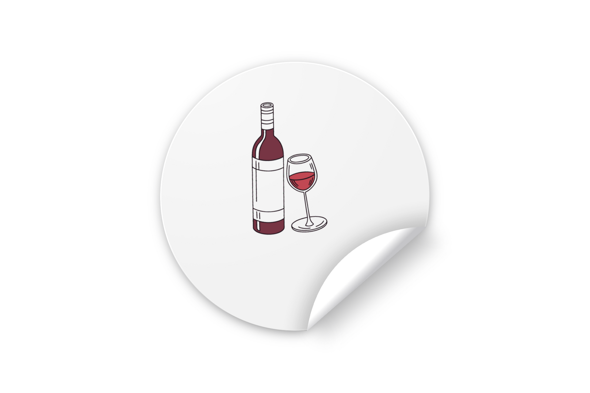 Sticker convivial avec bouteille de vin et verre animé style doodle