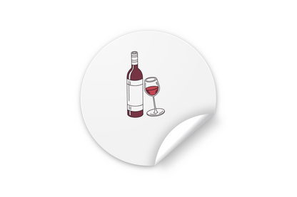 Sticker convivial avec bouteille de vin et verre animé style doodle