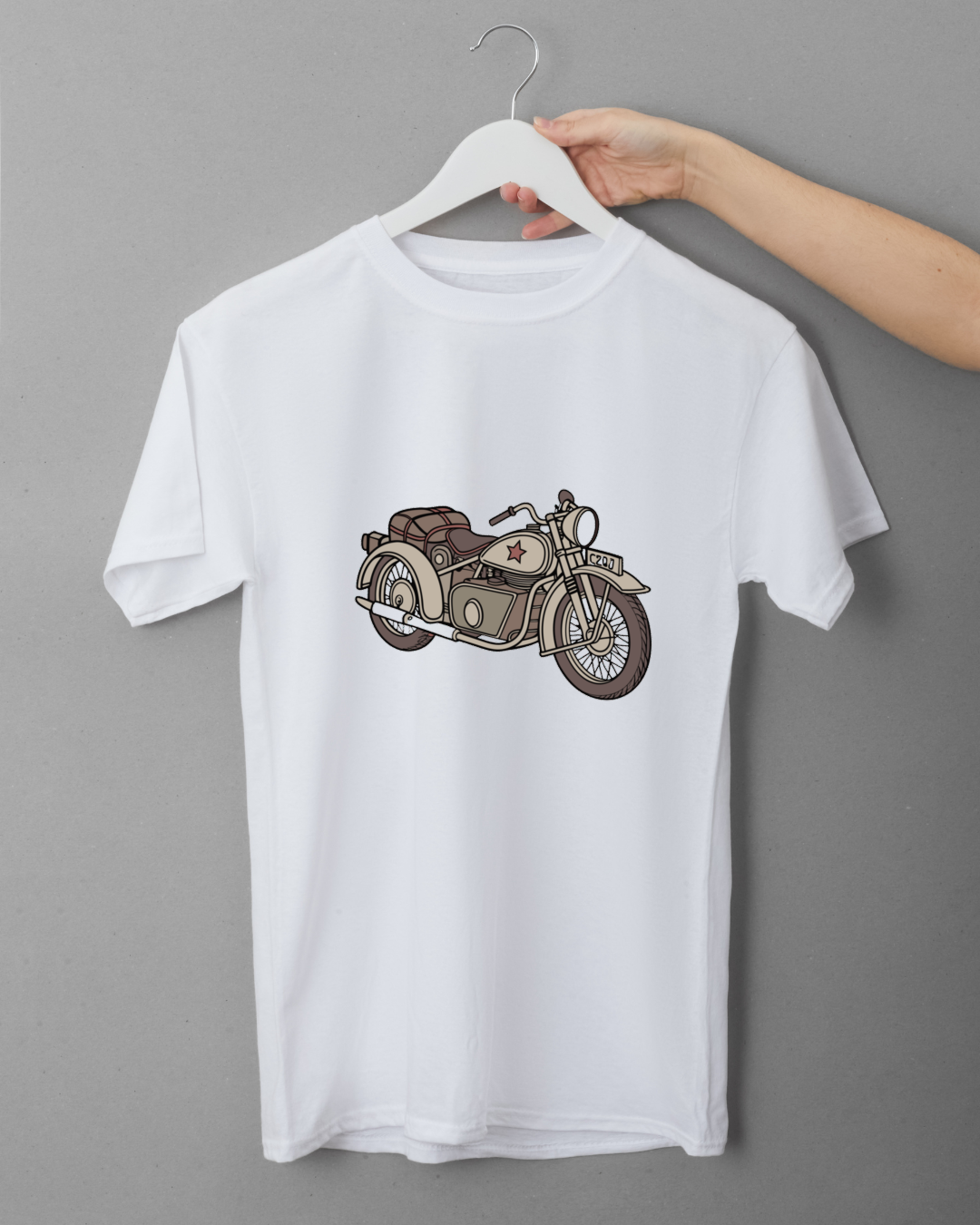 Visuel rétro de sidecar moto Ural sur t-shirt