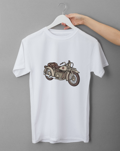 Visuel rétro de sidecar moto Ural sur t-shirt