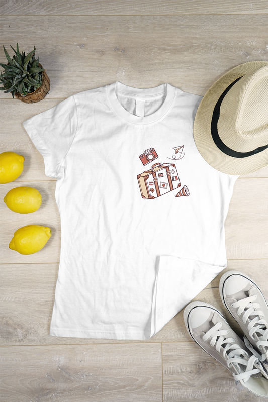 T-shirt avec motif d'exploration aventure et caméra style élégant