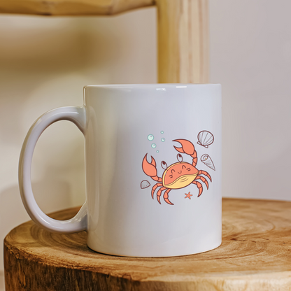 Mug avec crabe joyeux pastel sous la mer pour une aventure océane en cuisine