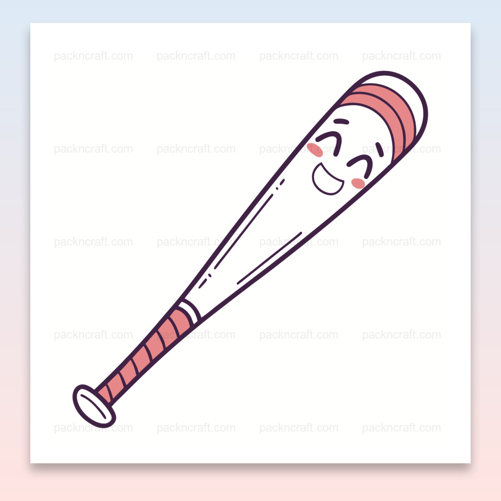 Illustration de batte de baseball souriante en SVG minimaliste pour projets créatifs DIY