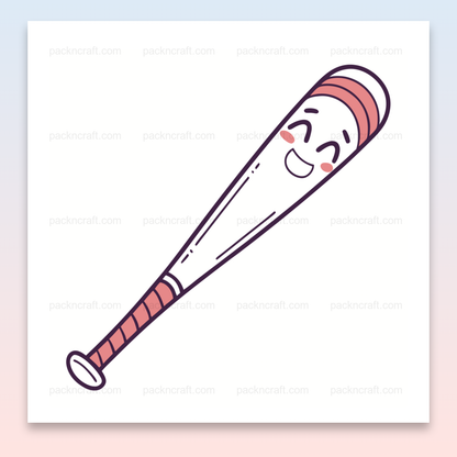 Illustration de batte de baseball souriante en SVG minimaliste pour projets créatifs DIY