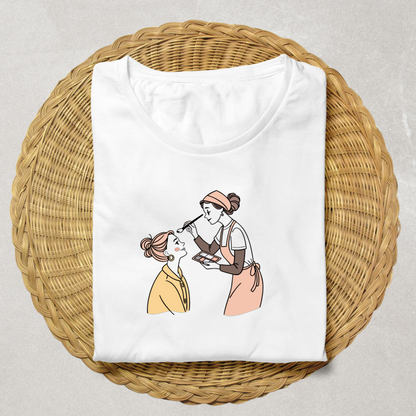 Artiste maquilleuse appliquant du blush | Style rétro | Thème beauté