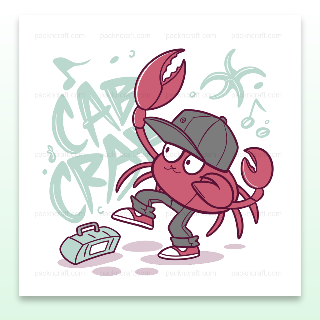 Illustration d'un crabe dansant joyeux, fichier numérique SVG pour décoration marine et projets créatifs