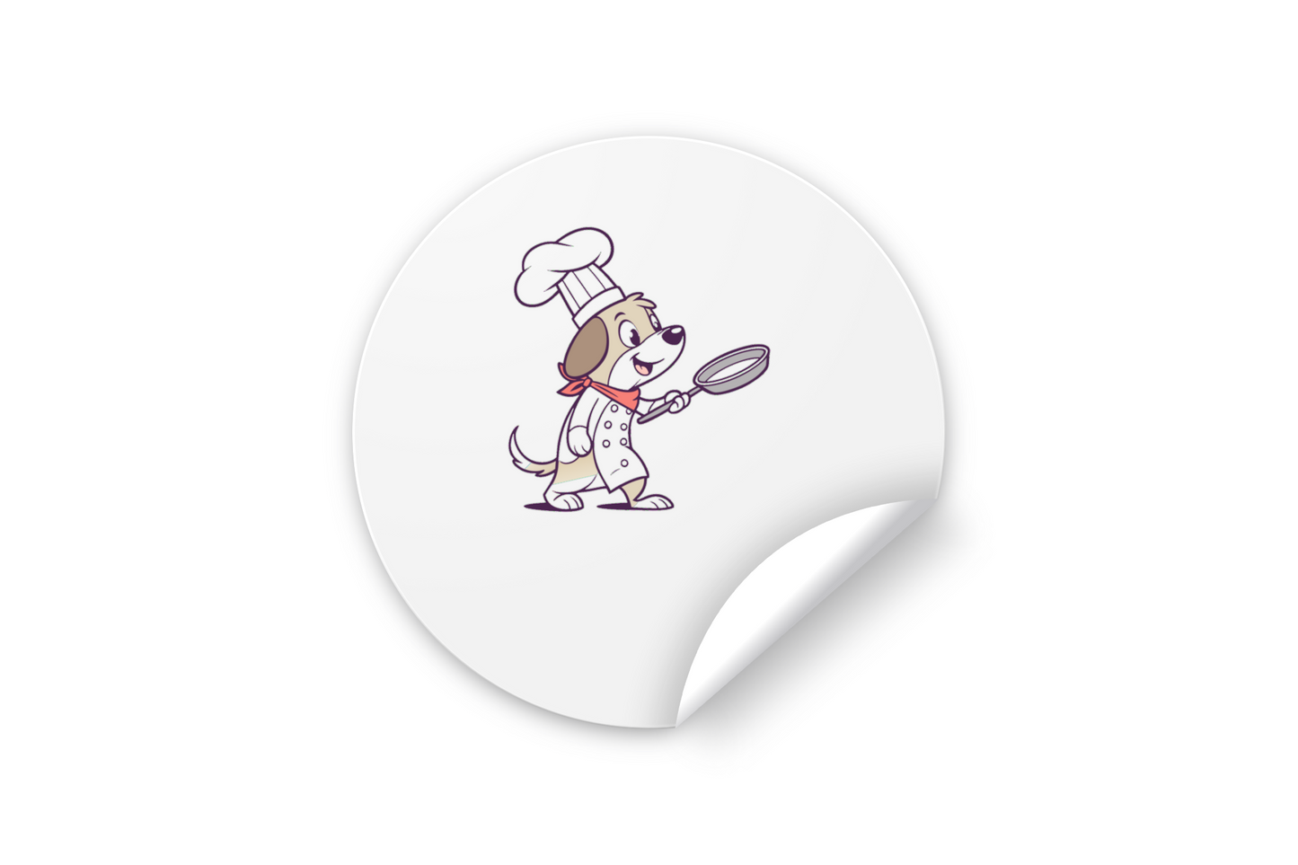 Sticker avec motif de chien en chef joyeux au style numérique, thème cuisine amusante