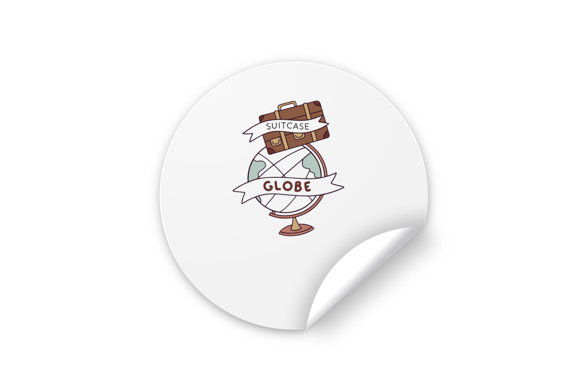 Sticker aventure avec icône valise sur globe dans un style inspirant et moderne