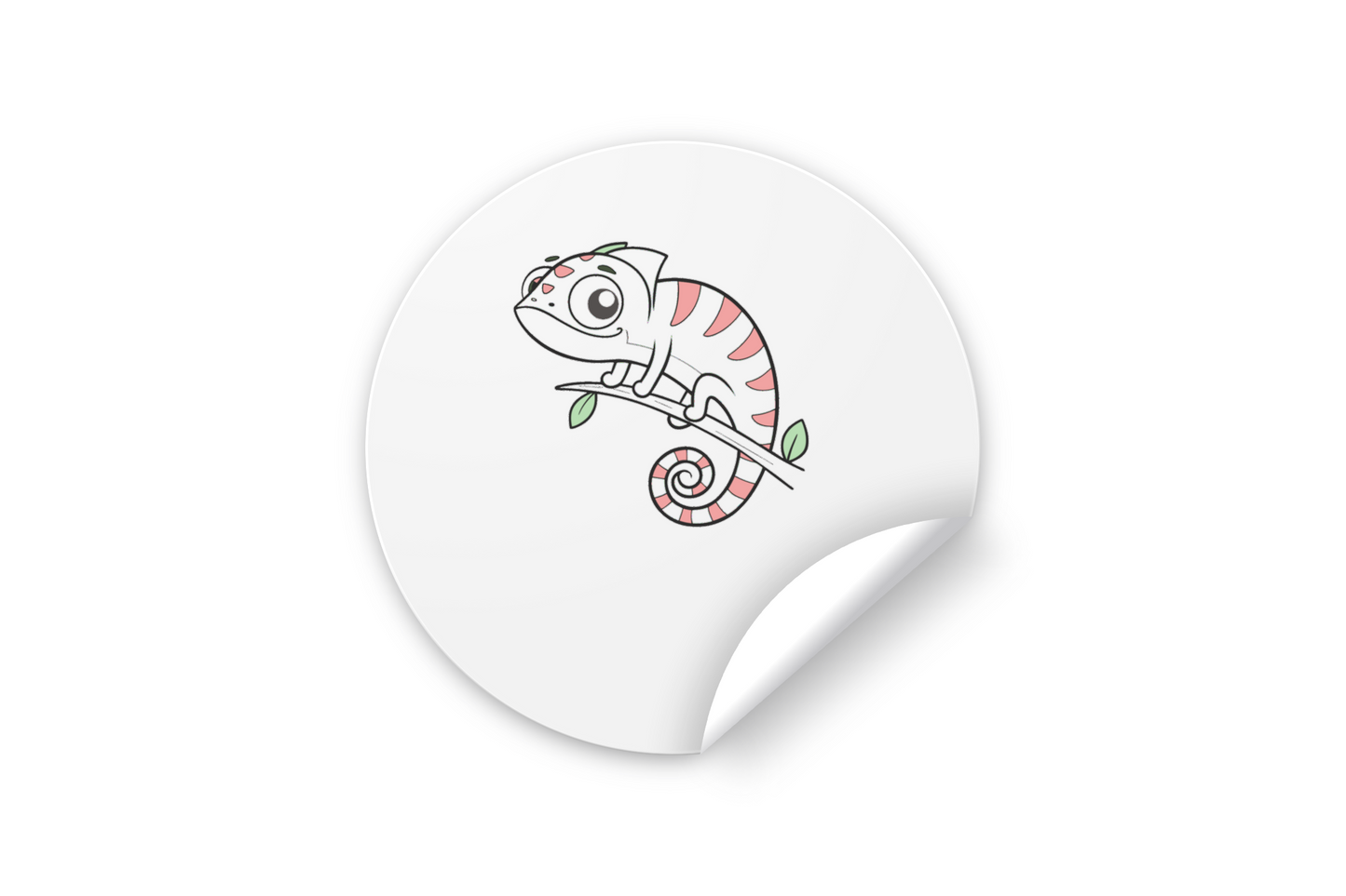 Sticker avec design de caméléon curieux au trait, ambiance naturelle et exotique