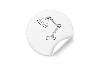 Sticker avec icône minimaliste de lampe de bureau sur fond neutre