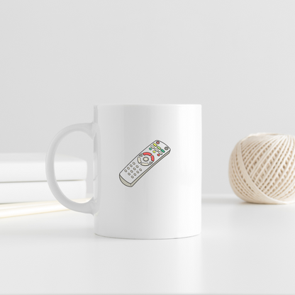 Mug avec icône télécommande relax dessinée, idéal pour un quotidien zen