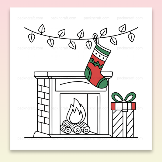 Illustration festive de chaussette de Noël accrochée, parfaite pour projets DIY et décorations de fêtes.