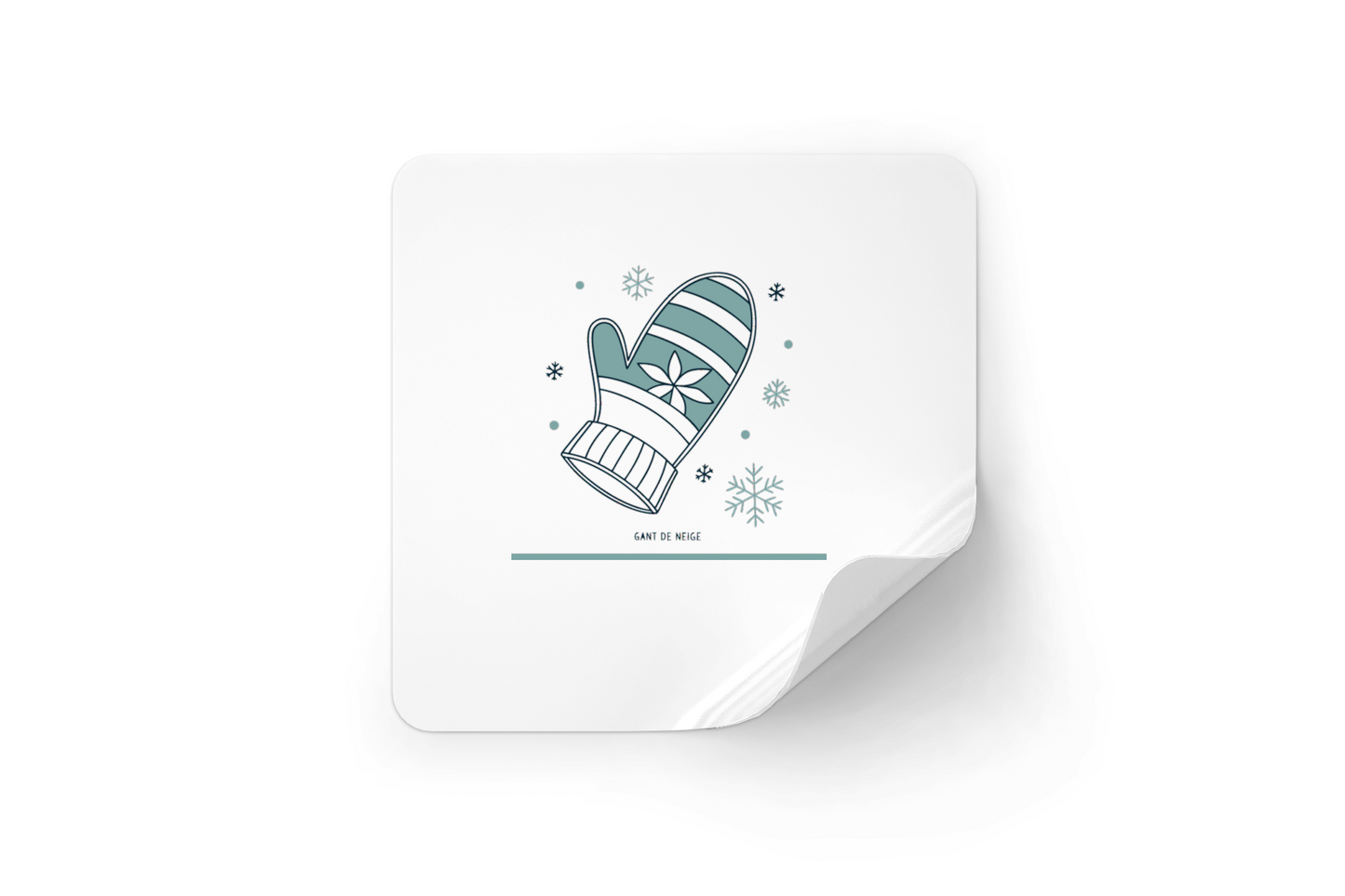 Sticker au design minimaliste illustrant un gant enchanté sur le thème hivernal