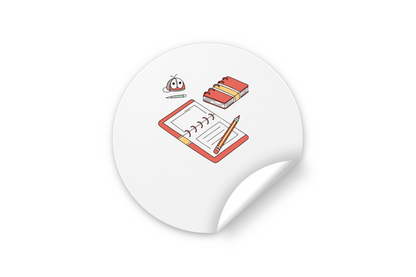 Sticker éducatif au style pastel avec un stylo numérique et un journal en illustration