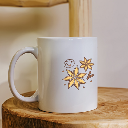 Mug joyeux avec icône kawaii épices dans un style aromatique et coloré