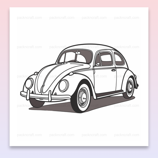 Illustration vectorielle rétro d'une Coccinelle vintage, idéale pour papeterie