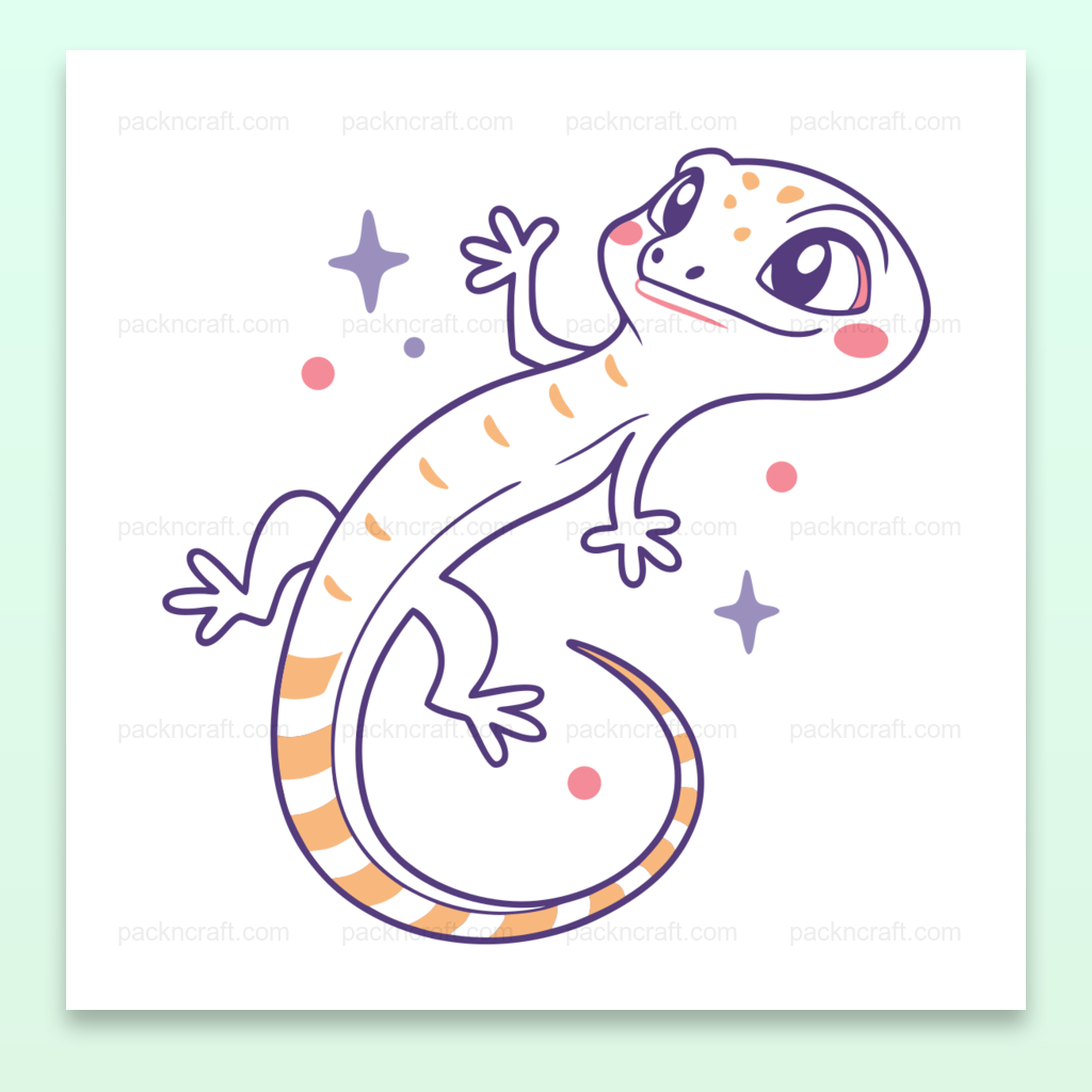 Illustration lézard étoilé pastel pour projets DIY et décoration.