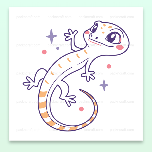Illustration lézard étoilé pastel pour projets DIY et décoration.