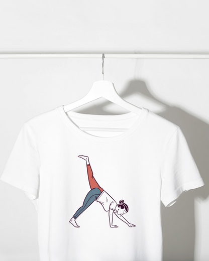 T-shirt avec motif minimaliste de femme en posture de yoga dynamique