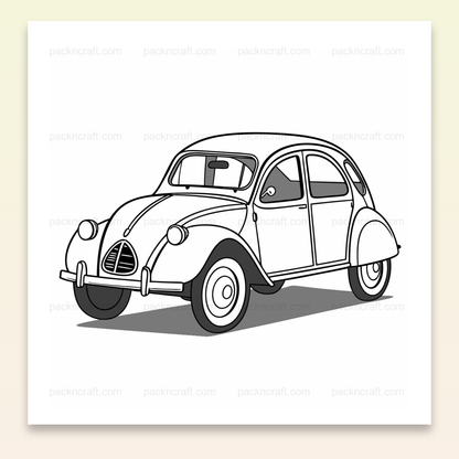 Illustration de la Citroën 2CV vintage pour décoration et projets d'art., Cadre élégant avec Citroën 2CV pour ambiance rétro., T-shirt design avec Citroën 2CV, idéal pour les fans de voitures classiques., Mug personnalisé avec motif Citroën 2CV, parfait pour les amateurs de rétro., Sticker vintage Citroën 2CV pour personnalisation et artisanat créatif.