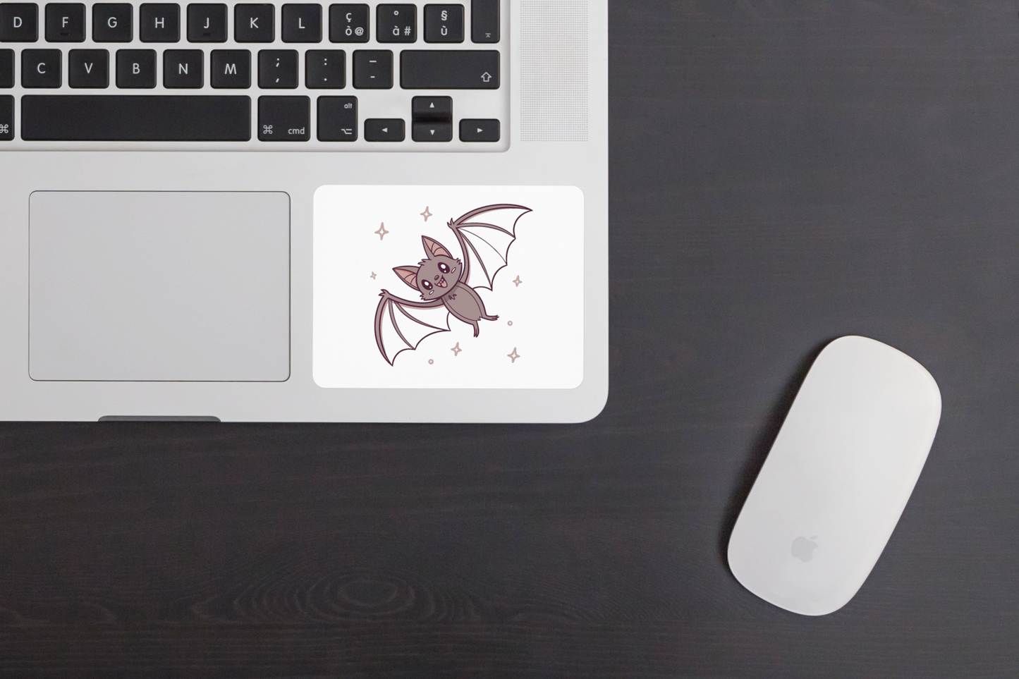 Sticker avec chauve-souris kawaii, thème nocturne, idéal pour personnaliser vos objets