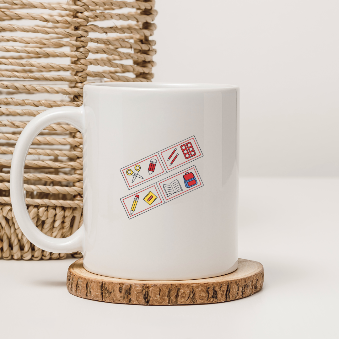 Mug décoratif avec icône vectorielle colorée dans un style artistique moderne