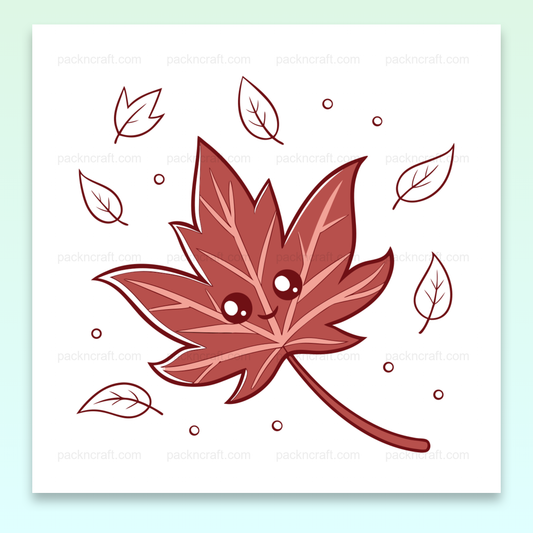 Illustration de feuille souriante automnale en SVG, utilisation en DIY et déco.