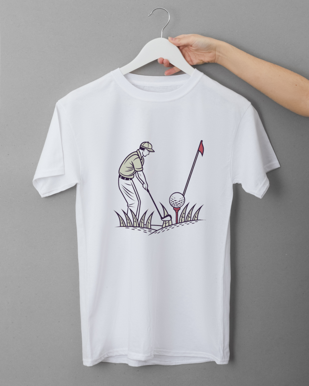 T-shirt sport avec motif vintage d'un golfeur concentré