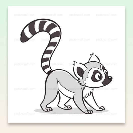 Illustration de lémurien curieux en style monochrome, parfait pour DIY et papeterie