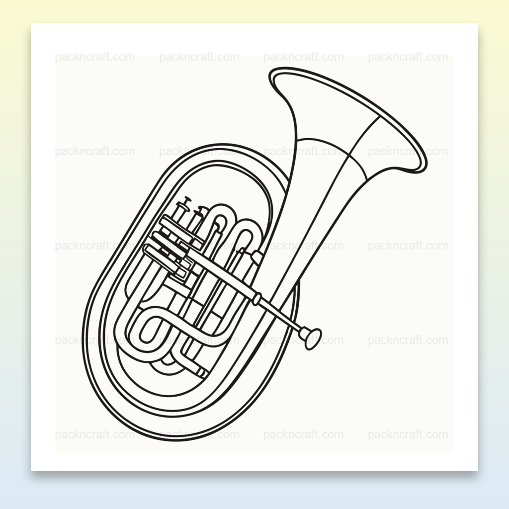 Illustration minimaliste de tuba en SVG, idéale pour projets créatifs et musicaux.