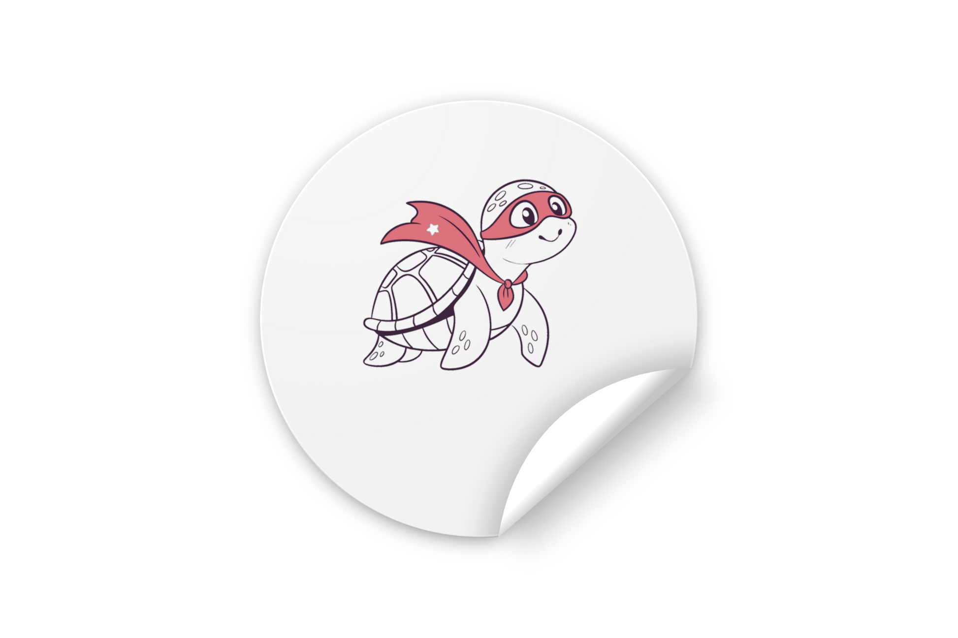 Sticker coloré représentant une tortue joyeuse dans un style aventureux enfantin