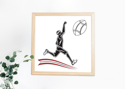 Visuel sportif énergique sur cadre affichant un joueur de basket dynamique en action