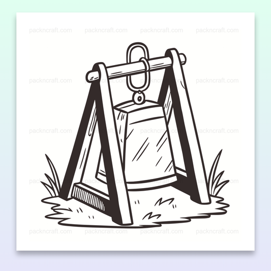Illustration de cloche en plein air, style ligne simple, idéale pour projets créatifs