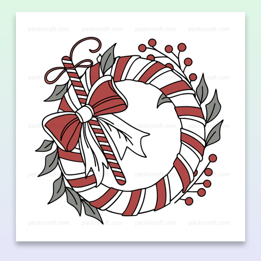 Illustration vectorielle de couronne de Noël festive avec rayures rouges et blanches.