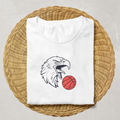 T-shirt sport orné d'un aigle rugissant saisissant un ballon de basket