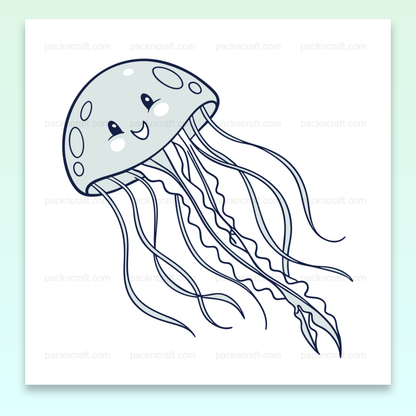 Illustration médusa souriant, mignon, pour déco océan, DIY marin.