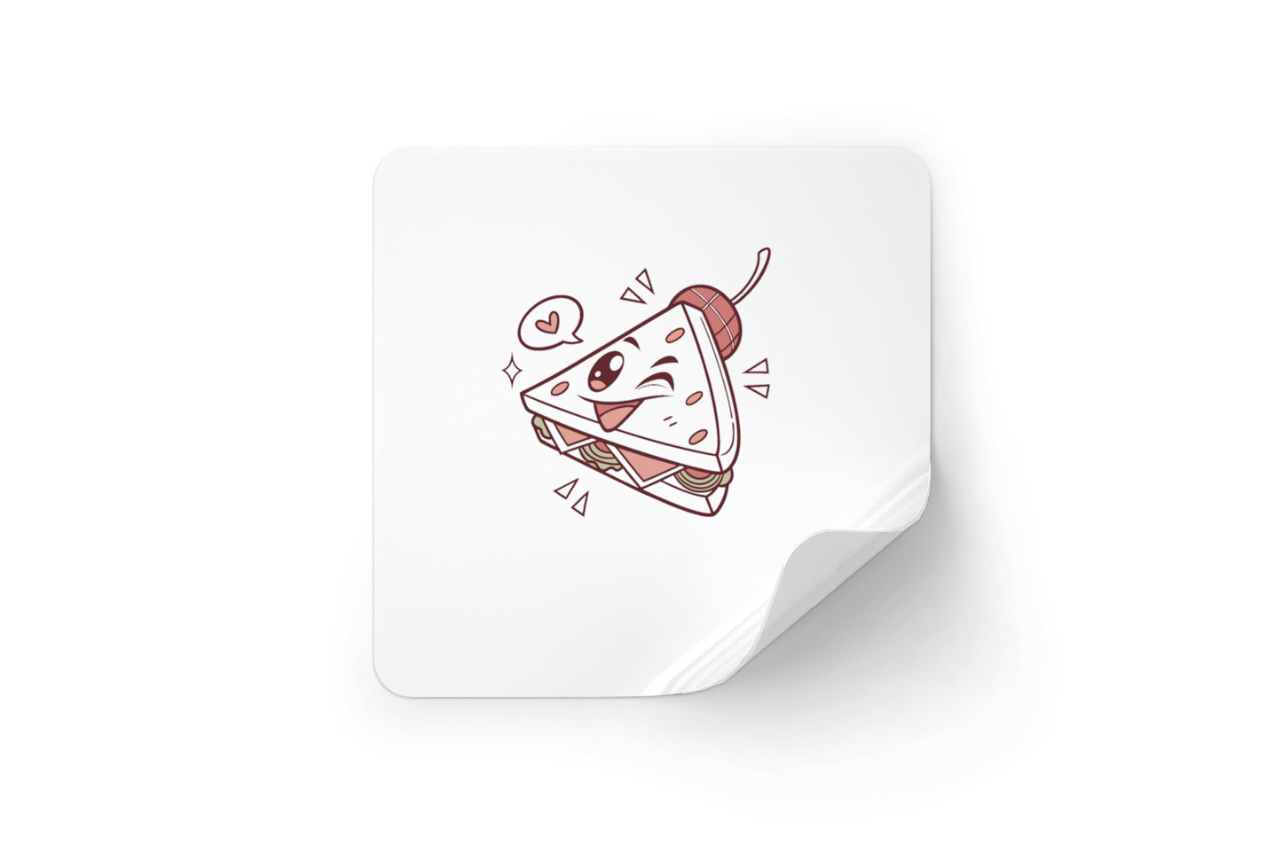 Sticker amusant avec un sandwich faisant un clin d'œil style gourmand et espiègle