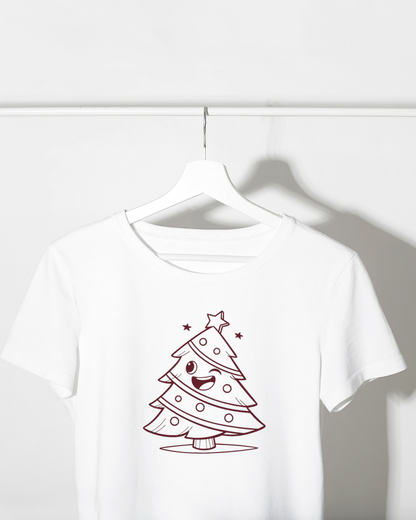 T-shirt festif avec sapin minimaliste et clin d'œil pour un look de Noël unique