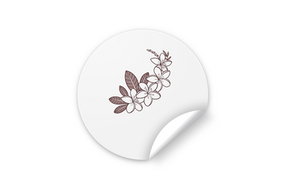 Sticker élégant avec fleurs tropicales sur fond estival