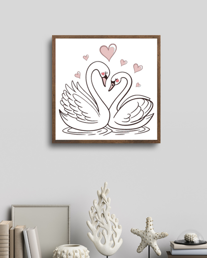 Cygnes stylisés dans un cadre chic, parfait pour des affiches