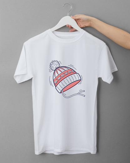 T-shirt avec motif bonnet stylisé doodle ambiance cocooning doux et ludique