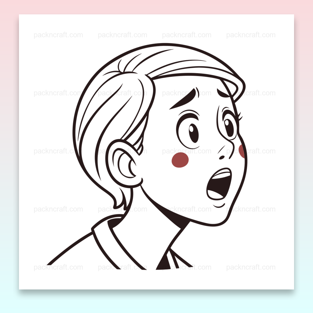 Illustration d'un enfant surpris en style doodle, parfait pour DIY et éducation