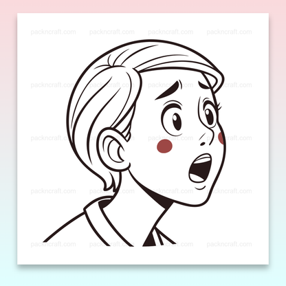 Illustration d'un enfant surpris en style doodle, parfait pour DIY et éducation