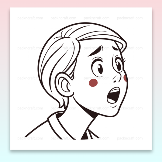 Illustration d'un enfant surpris en style doodle, parfait pour DIY et éducation