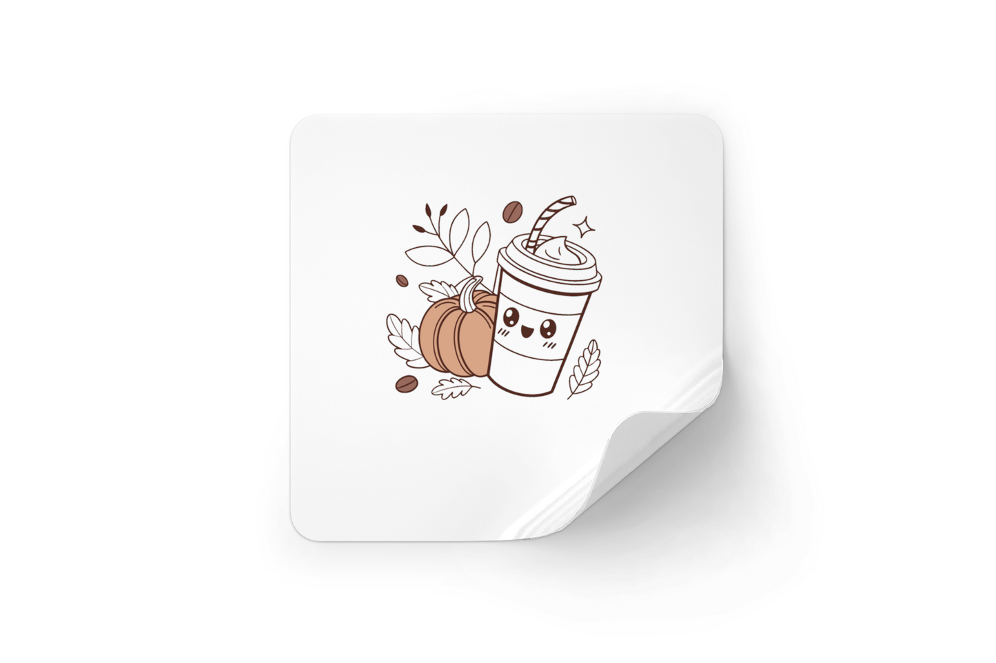 Sticker décoratif avec icône kawaii de citrouille amusante pour thème automne